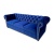 Stylowa sofa Chesterfield 225 cm – kolor granatowy, głębokie pikowanie, masywna forma