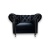 Fotel Chesterfield Ludwik - Elegancka Czarna Tkanina, Pikowane Wysokie Oparcie, Srebrne Nogi, Listwy Glamour - Luksusowy Design
