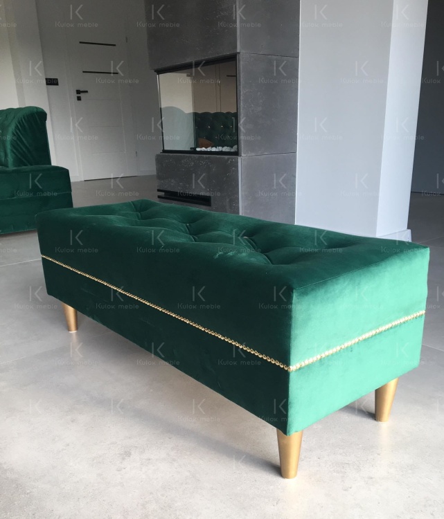 Boho Zielona Pufa Chesterfield