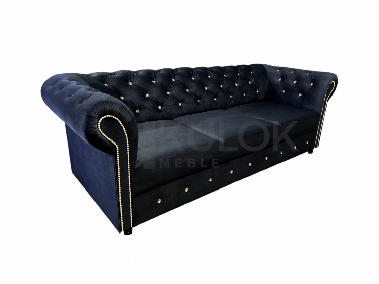 Złote Kryształy na Sofie Chesterfield