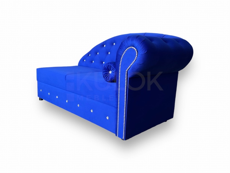 Chabrowy kolor glamour leżanki chesterfield do salonu w kolorze chabrowym