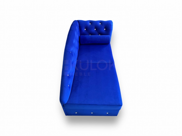 Granatowy szezlong tapicerowany z kryształkami