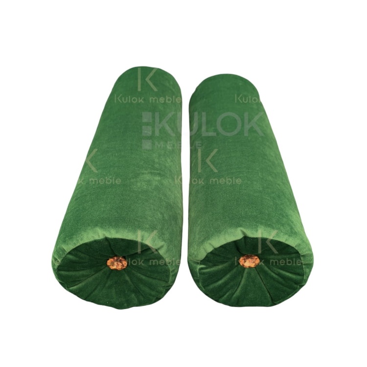 Pikowana aksamitna poduszka wałek z złotym kryształkiem