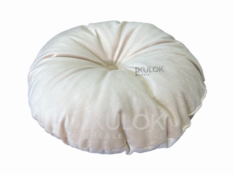 Okrągła poduszka 45 cm jasny beż welur