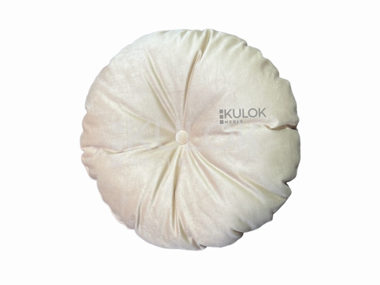 Okrągła Poduszka dekoracyjna jasny beż welur