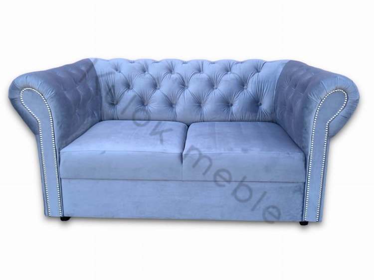 Sofa dwuosobowa w Odcieniu Lekkiego Niebieskiego Chesterfield 3+2+1