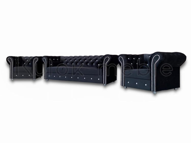 Elegancki zestaw mebli Chesterfield