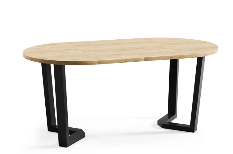 design-loftowy-stół-epos 100cm rozkładany dąb draft złoty czarne nogi