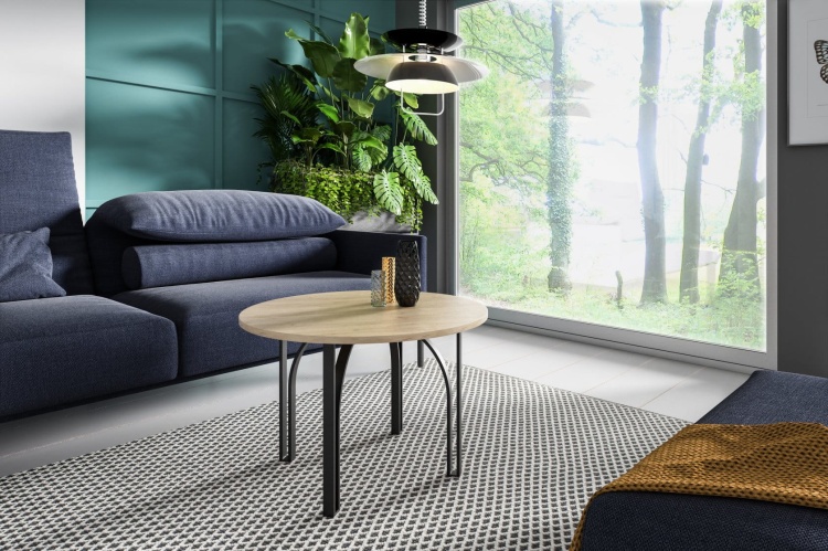 Stolik Kawowy Orebro - Czarne Stalowe Nogi