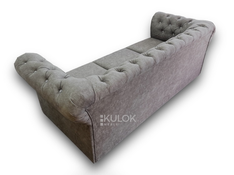 Elegancka Szara Sofa z kryształkami glamour