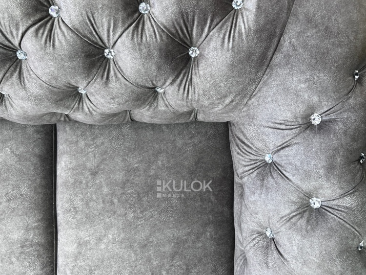 Chesterfield TOKIO Szara Sofa 3-osobowa