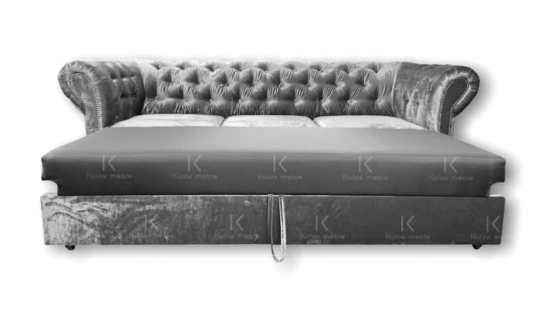 Funkcja spania typu delfin sofa chesterfield srebrna szara
Gloss Velvet tkanina glamour premium
