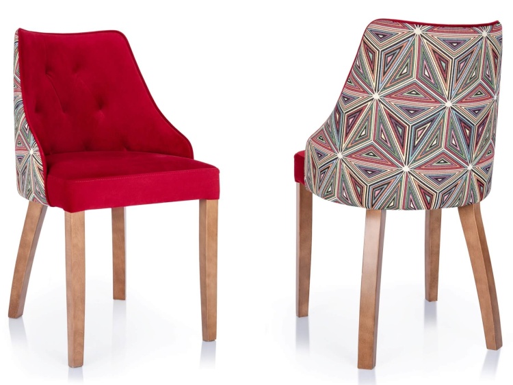 Modernistyczne kubełkowe krzesło Madonna w czerwonym welurze