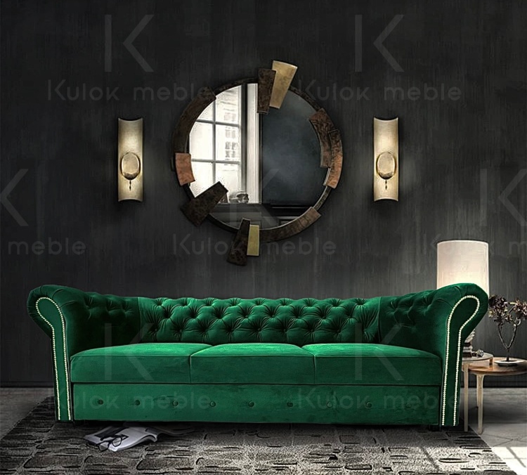 Sofa Chesterfield Premium: Elegancja Butelkowej Zielonej w Wenus Velvet 2941