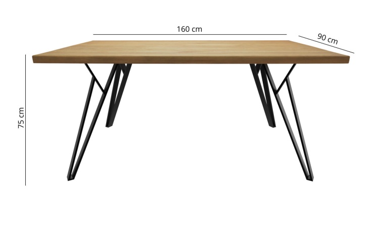 Widok na grubość blatu stołu Garda 160x90