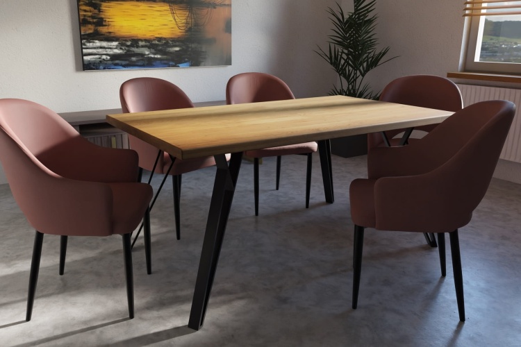 Prostokątny stół dębowy Garda 160x90 z metalowymi nogami