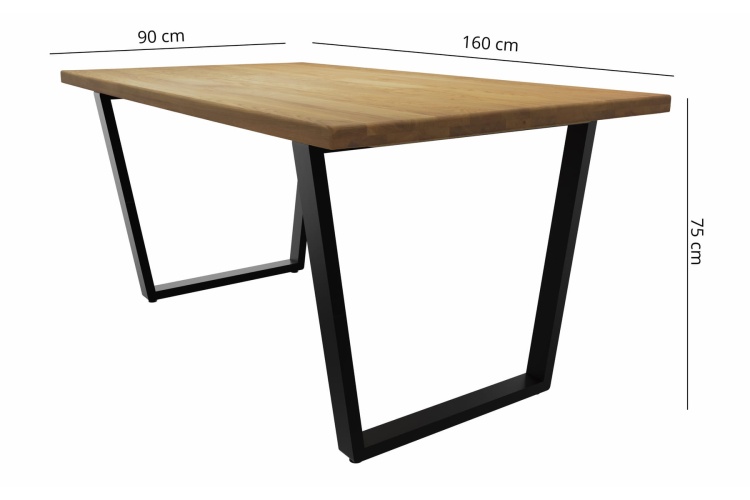 Loftowy stół dębowy Lugano 160x90