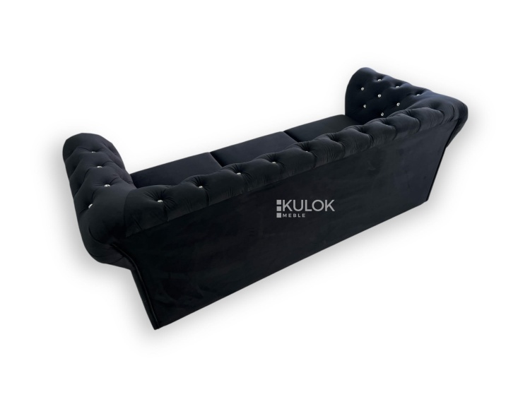 Sofa glamour Chesterfield 225cm z funkcją spania i pojemnikiem