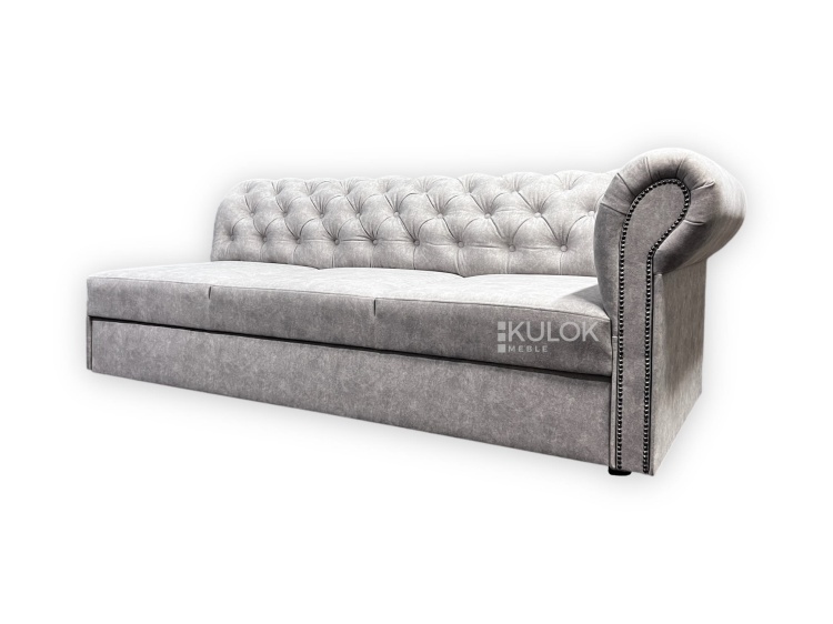 Szary szezlong Chesterfield rozkładany z funkcją spania