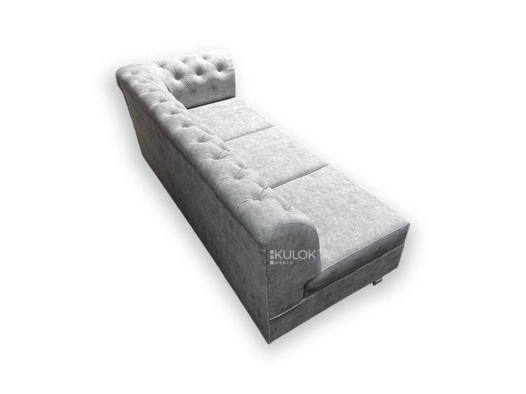 Szary szezlong Chesterfield z funkcją spania