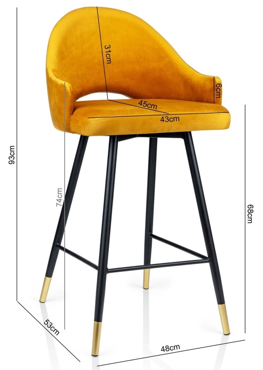 Detale złotych końcówek hokera Megan na czarnym stelażu