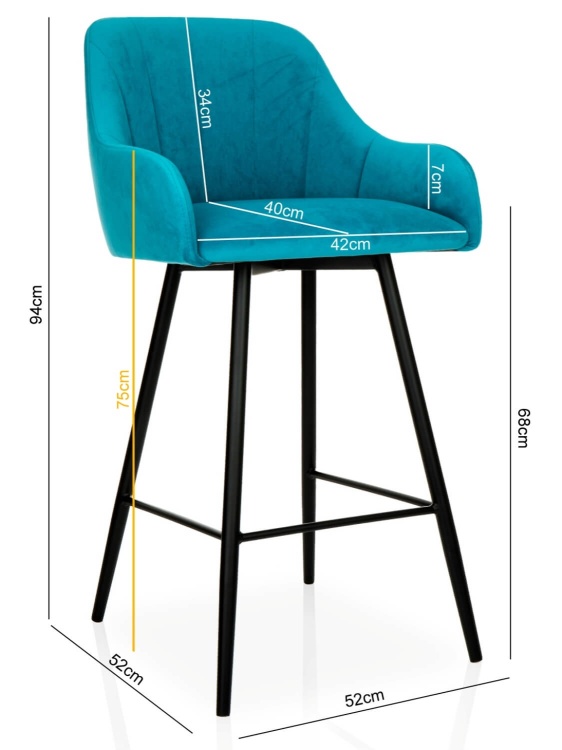 Hoker na stalowym stelażu Marcus w kolorze morskim