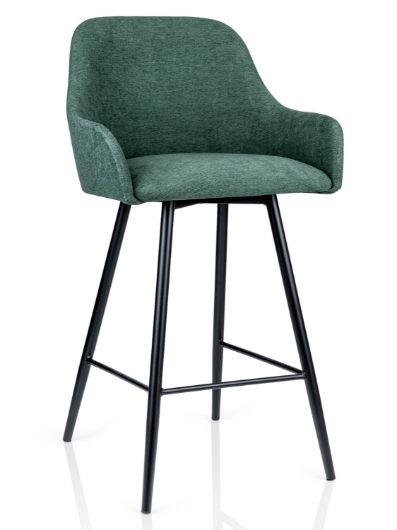 Tapicerowany hoker boho zieleni z czarnymi nogami