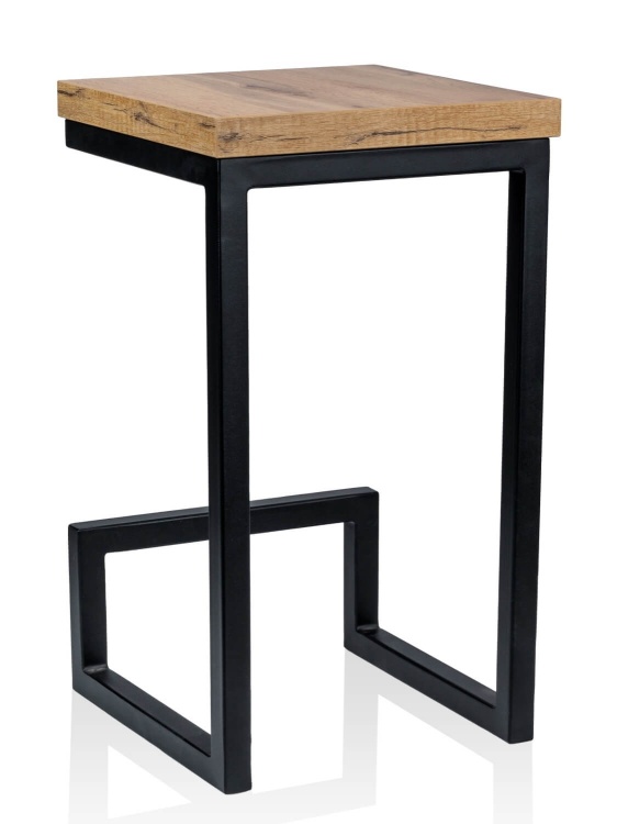 Nowoczesny hoker z litego drewna bukowego i czarnym metalowym stelażem