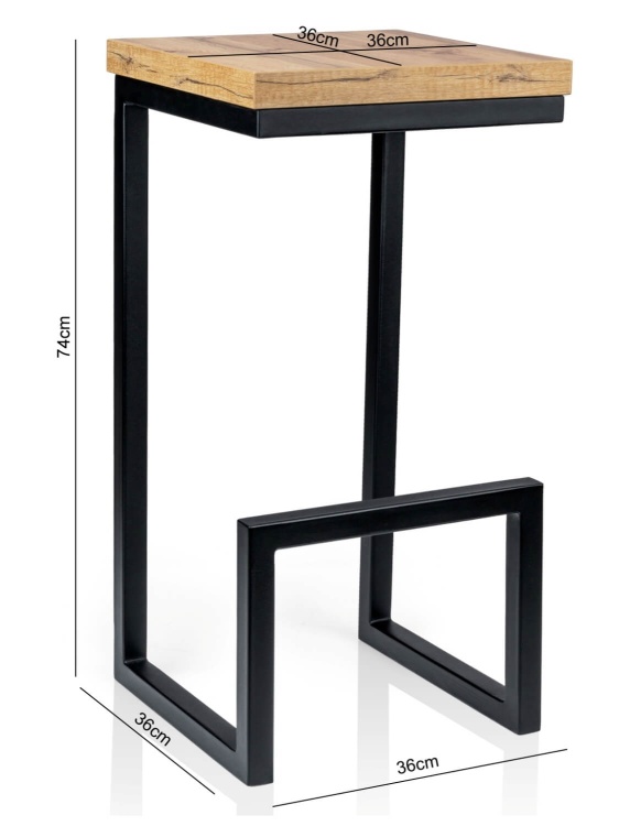 hoker industrialny drewniany na czarnych metalowych nogach