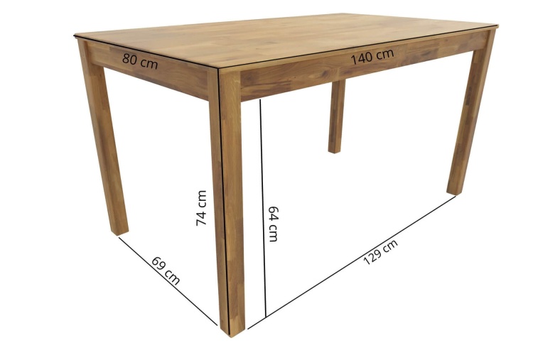 Polski stół z drewna dębowego Henry – prostokątny, 140x80 cm