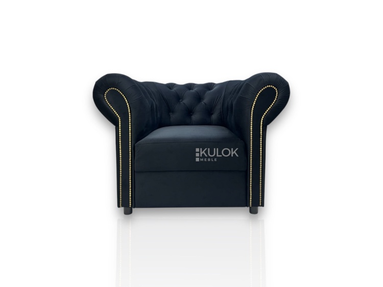 Czarny fotel Magic Velvet 2219 z mosiężnymi ćwiekami