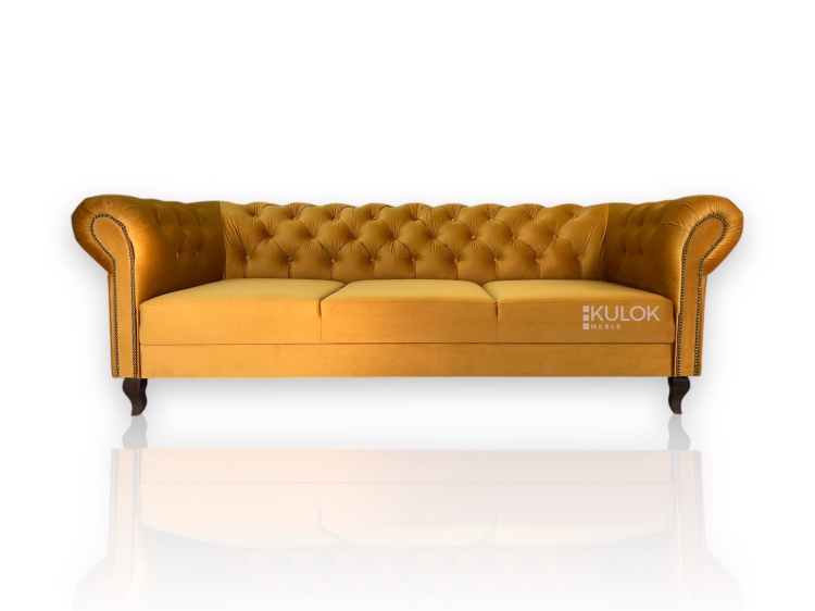 sofa chesterfield trzyosobowa miodowa magic velvet
