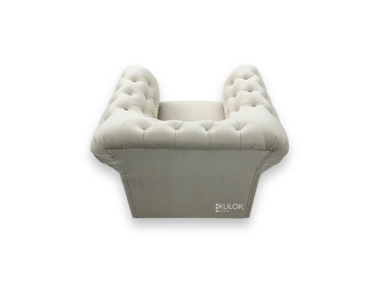 Luksusowy fotel tapicerowany Venus Velvet kolor ecru