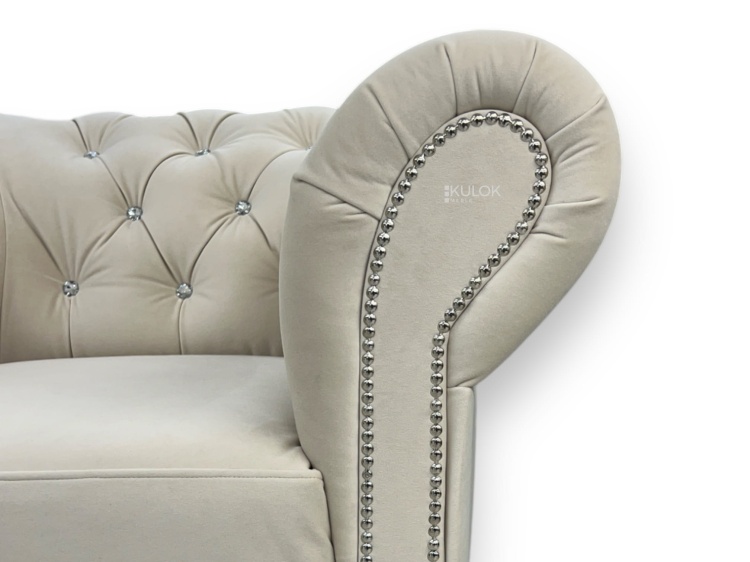 Luksusowy fotel do wnętrz glamour – Venus Velvet 2927 (ecru)