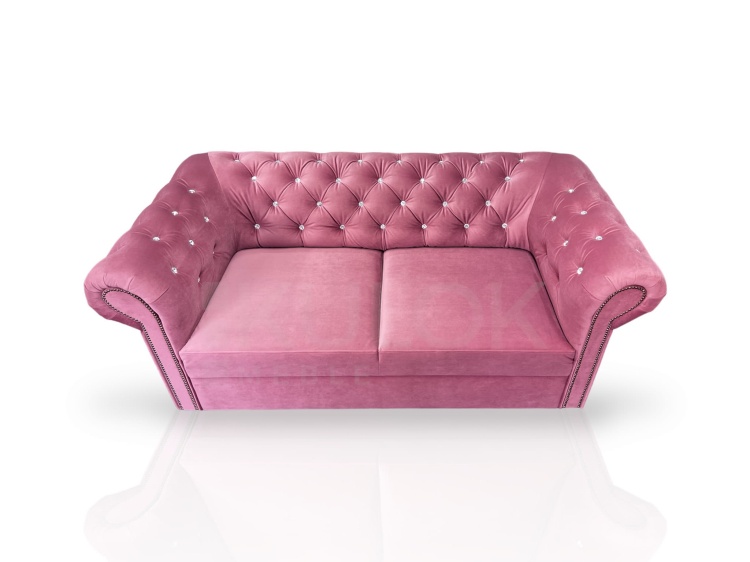 Elegancka Sofa Chesterfield - Delikatna Wenus Velvet 2918, Kryształki Swarovski glamour.