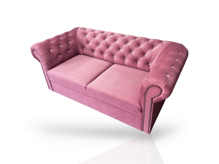 Delikatny Odcień Pudrowego Różu - Pikowana Sofa 2-osobowa do małego pokoju i salonu.