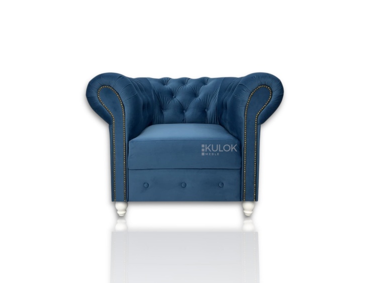 fotel Chesterfield Magic Velvet niebieski