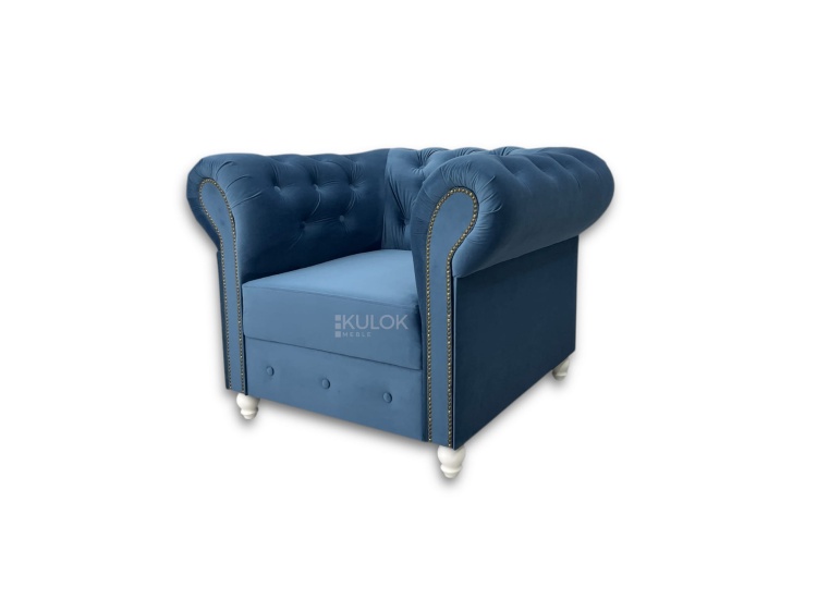 luksusowy fotel chesterfield niebieski