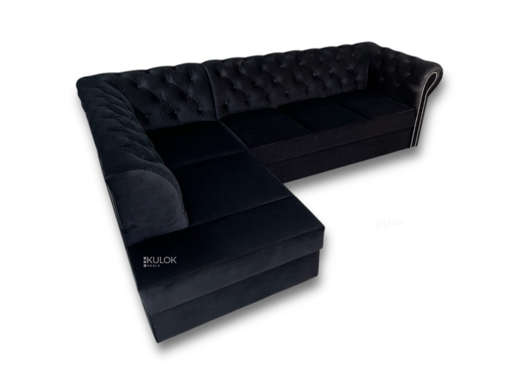 Nowoczesny narożnik czarny z funkcją relaksu – Dubai Bis