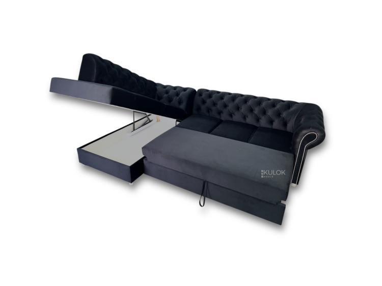 Narożnik lewostronny z funkcją spania i pojemnikiem – Dubai Bis