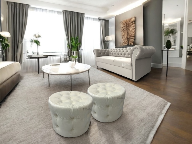 Puf w kolorze ecru – stylowy dodatek do wnętrza