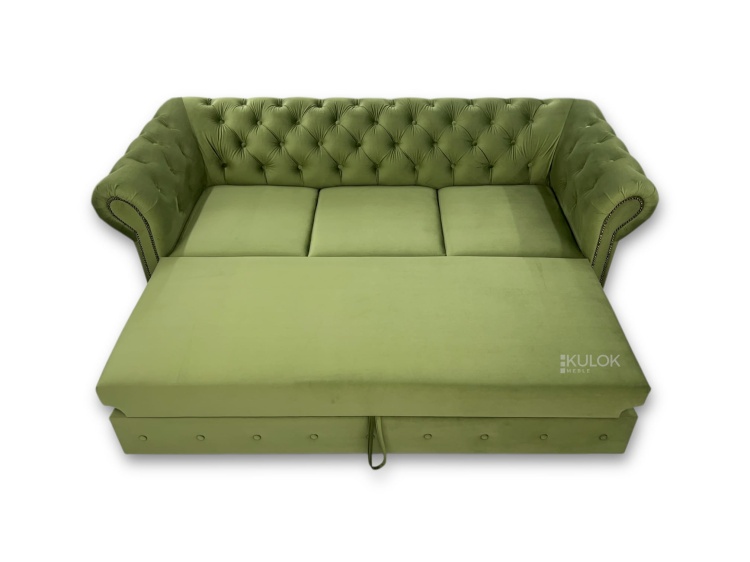 Sofa Chesterfield Berlin Magic Velvet – luksusowa kanapa 3-osobowa z funkcją spania