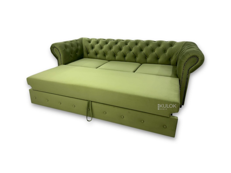 Ekskluzywna sofa do salonu – pikowana kanapa z funkcją spania