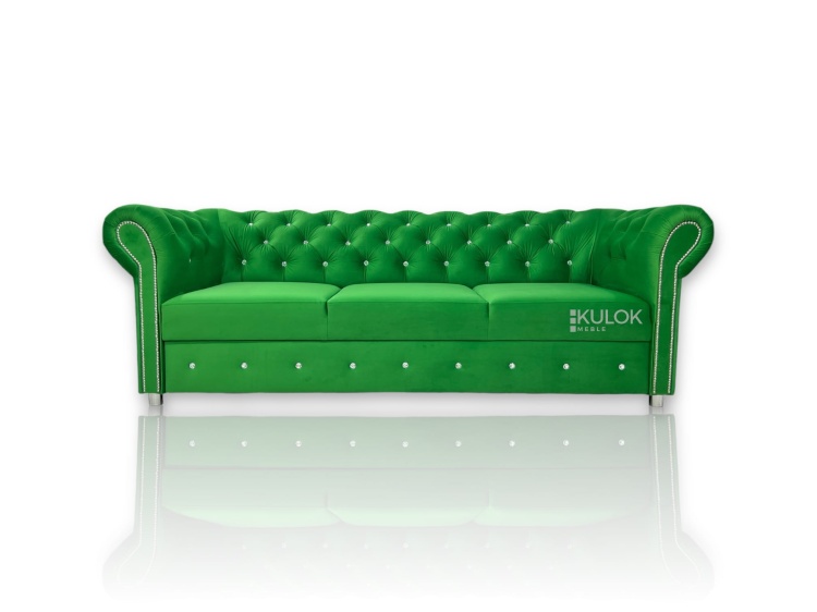 Warsaw Sofa 225 cm – zielona sofa glamour z funkcją spania