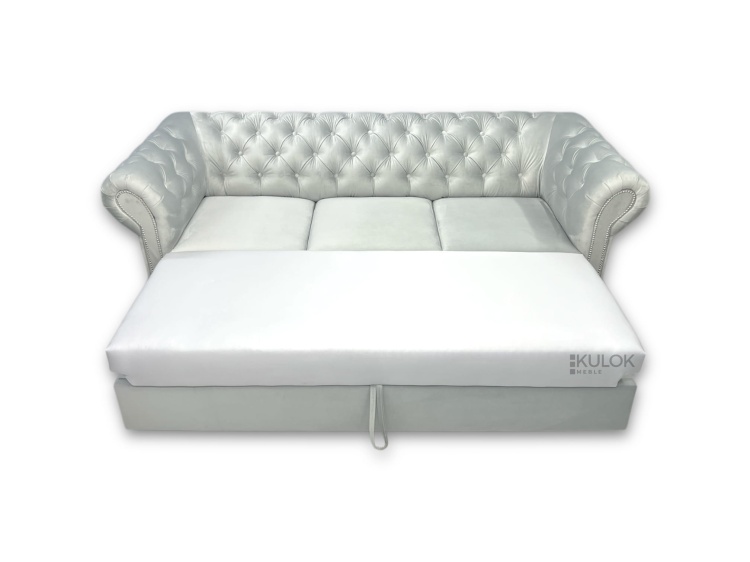 sofa Chesterfield tapicerowana aksamitna z funkcją spania