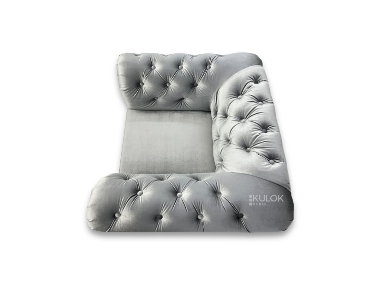 Chesterfield Silver Ikoo 19 – fotel glamour w srebrnym welurze