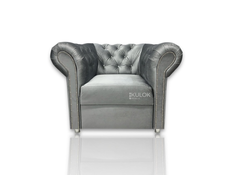 Fotel Chesterfield Silver Ikoo 19 srebrny Velvet premium