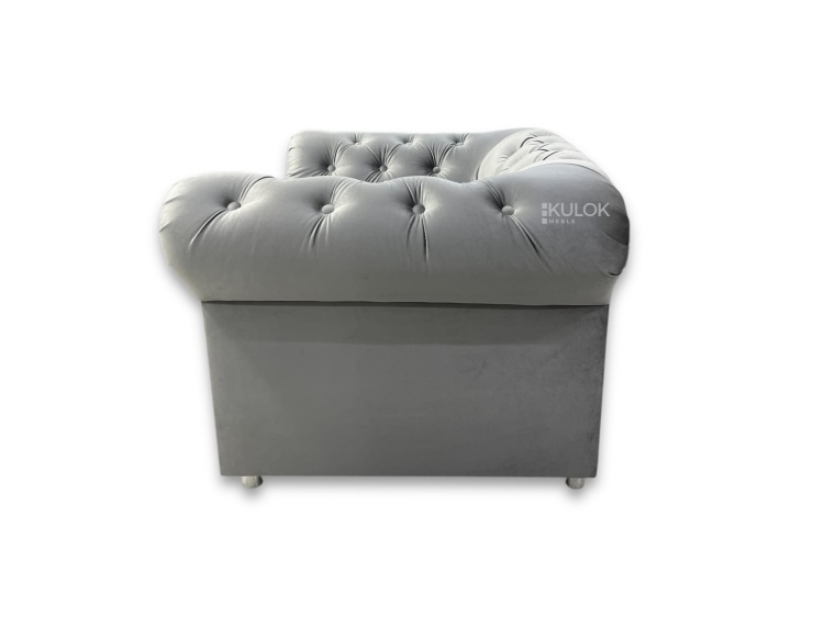 Designerski fotel Chesterfield srebrzysty Velvet