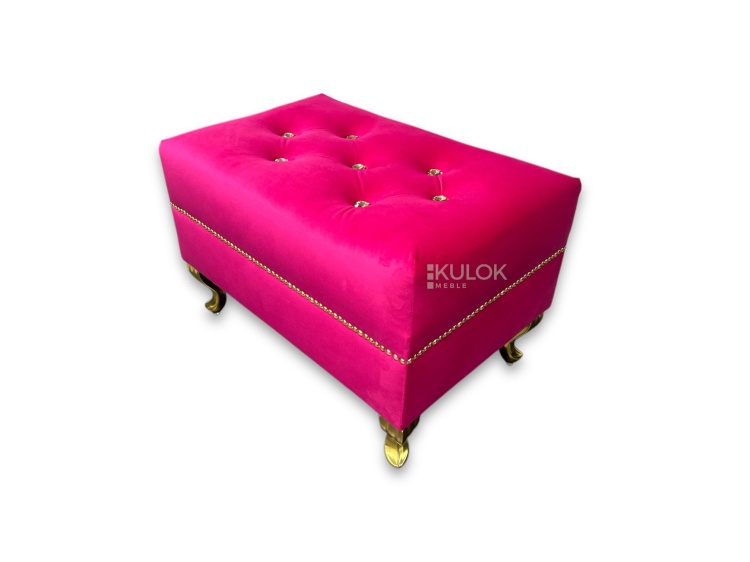 Elegancki podnóżek z kryształkami i nogami Ludwik – 60x40 cm