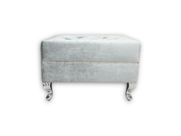 Podnóżek Chesterfield Ikoo 19 Silver srebrny lśniący